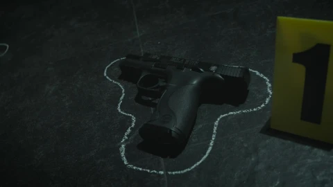 Stock Video Gun And Some Bullets On The Ground At A Crime Live Wallpaper For PC - Free Live Wallpaper