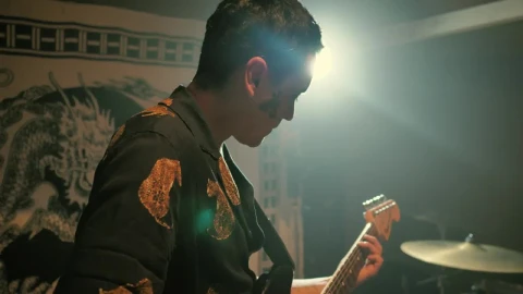 Stock Video Guitarist Playing Electric Guitar With His Band Live Wallpaper For PC - Free Live Wallpaper