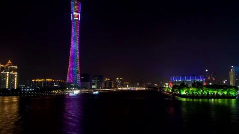 Stock Video Guangzhou Illuminated Cityscape And River Live Wallpaper For PC - Free Live Wallpaper