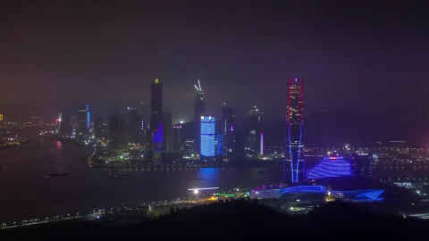 Stock Video Guangdong Illuminated Skyscrapers At Night Live Wallpaper For PC - Free Live Wallpaper