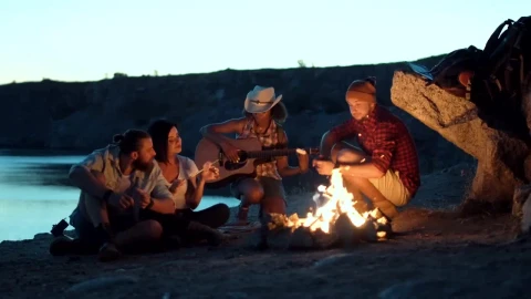 Stock Video Group Of Friends Singing Around The Campfire Live Wallpaper For PC - Free Live Wallpaper