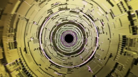 Stock Video Golden Circular Futuristic Tunnel Live Wallpaper For PC - Free Live Wallpaper