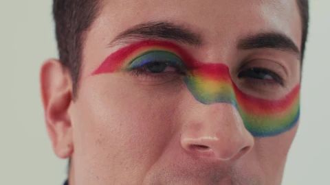 Stock Video Gaze Of An Lgbt Man With Rainbow Makeup Live Wallpaper For PC - Free Live Wallpaper