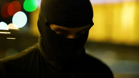 Stock Video Gangster With Face Cover Looking At The Camera Live Wallpaper For PC - Free Live Wallpaper
