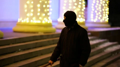 Stock Video Gangster Walking With A Baseball Bat At Night Live Wallpaper For PC - Free Live Wallpaper