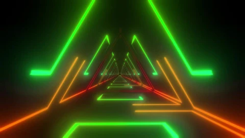 Stock Video Futuristic Triangle Tunnel With Neon Laser Lights Live Wallpaper For PC - Free Live Wallpaper