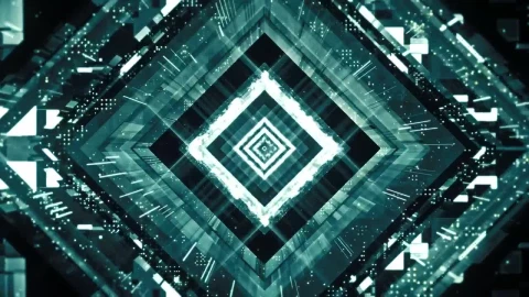 Stock Video Futuristic Shiny Digital Square Tunnel Live Wallpaper For PC - Free Live Wallpaper