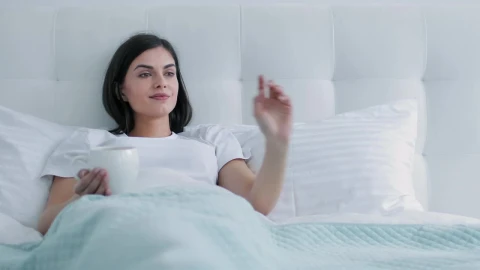 Stock Video Future Woman Using Holographic Web Browser In Bed Live Wallpaper For PC - Free Live Wallpaper