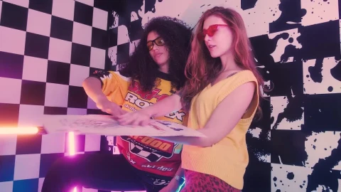 Stock Video Funny Women Playing With Huge Poker Cards Live Wallpaper For PC - Free Live Wallpaper
