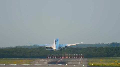 Stock Video Full Shot Of An Airplane Taking Off The Track Live Wallpaper For PC - Free Live Wallpaper