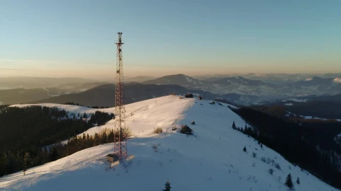 Stock Video Full Aerial Shot Of A Radio Tower In The Mountains Live Wallpaper For PC - Free Live Wallpaper