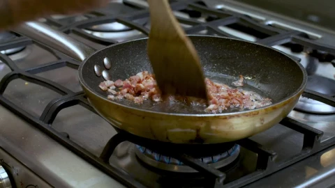 Stock Video Frying Diced Bacon In A Skillet Live Wallpaper For PC - Free Live Wallpaper