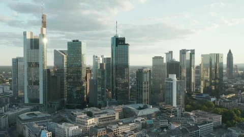 Stock Video Frontal Shot Of The Main Skyscrapers In Frankfurt Live Wallpaper For PC - Free Live Wallpaper