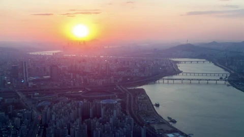 Stock Video From Sunset To Night Seoul Cityscape Live Wallpaper For PC - Free Live Wallpaper