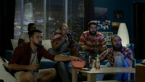 Stock Video Friends Watching A Sports Game At Home Live Wallpaper For PC - Free Live Wallpaper