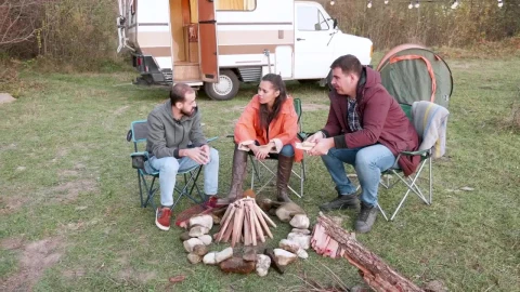 Stock Video Friends Sitting Around A Campfire Live Wallpaper For PC - Free Live Wallpaper
