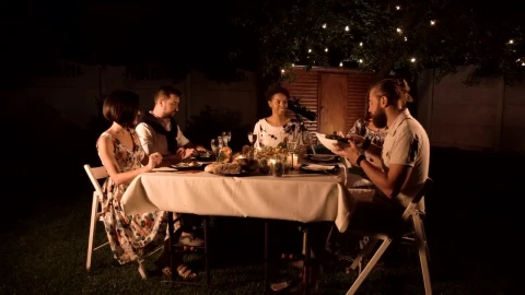 Stock Video Friends Reunion Dinner In The Garden Live Wallpaper For PC - Free Live Wallpaper