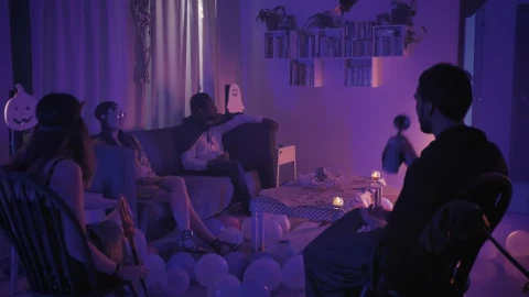 Stock Video Friends Laughing At A Halloween Party Live Wallpaper For PC - Free Live Wallpaper