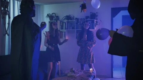 Stock Video Friends Laughing And Dancing At A Costume Party Live Wallpaper For PC - Free Live Wallpaper