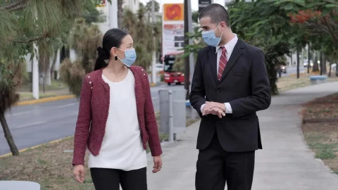Stock Video Friends In Masks Talking And Walking On The Street Live Wallpaper For PC - Free Live Wallpaper