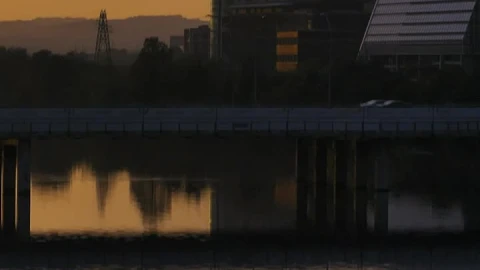 Stock Video Lake On The Outskirts Of A Big City At Sunset Animated Wallpaper - Free Live Wallpaper