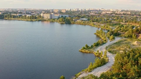 Stock Video Lake Near A City Aerial View Animated Wallpaper - Free Live Wallpaper