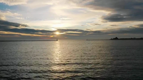 Stock Video Lake Michigan At Sunset Aerial Shot Animated Wallpaper - Free Live Wallpaper