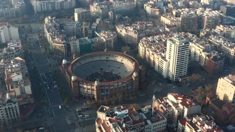Stock Video La Monumental In Barcelona View From The Air Animated Wallpaper - Free Live Wallpaper
