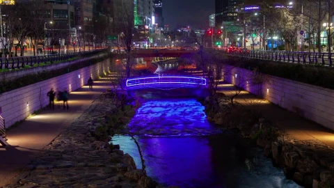Stock Video Korea City Street And Walking Road With A Bridge Animated Wallpaper - Free Live Wallpaper