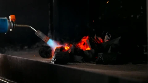 Stock Video Kindling Charcoal For The Grill With A Gas Burner Animated Wallpaper - Free Live Wallpaper