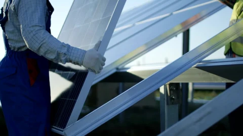 Stock Video Installing A Solar Panel Close Up Animated Wallpaper - Free Live Wallpaper
