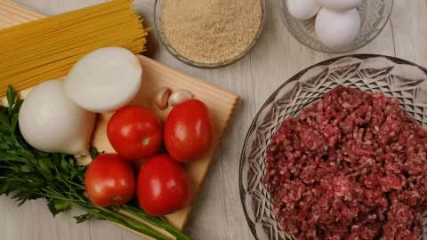 Stock Video Ingredients For Preparing Meat Balls Animated Wallpaper - Free Live Wallpaper