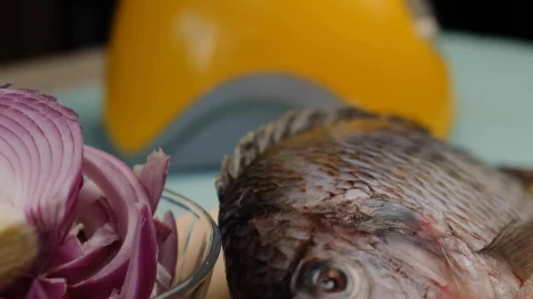 Stock Video Ingredients For A Dish With Fish Animated Wallpaper - Free Live Wallpaper