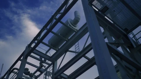 Stock Video Industrial Structure Built With Metal Beams Animated Wallpaper - Free Live Wallpaper