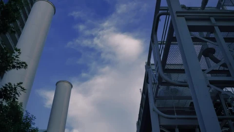 Stock Video Industrial Facility Made Of Metal Beams Animated Wallpaper - Free Live Wallpaper