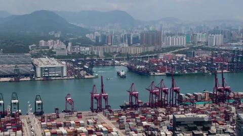 Stock Video Industrial Container Terminal In Hong Kong Animated Wallpaper - Free Live Wallpaper