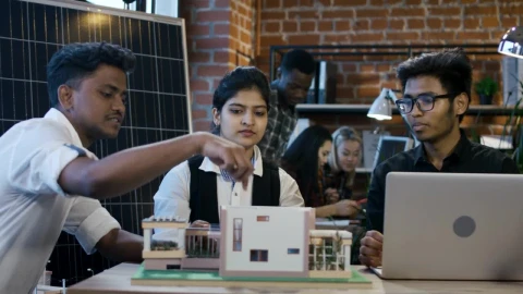 Stock Video Indian Architect Students Discussing The Project Animated Wallpaper - Free Live Wallpaper