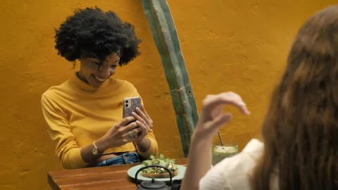 Stock Video Improvised Photoshoot Between Friends In A Coffee Shop Animated Wallpaper - Free Live Wallpaper