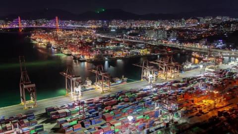 Stock Video Iluminated Containerport At Night Animated Wallpaper - Free Live Wallpaper