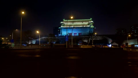 Stock Video Iluminated Chinese Historic Building And Traffic Animated Wallpaper - Free Live Wallpaper