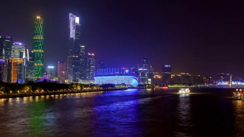 Stock Video Illuminated Ferries And The City Slyline At Night Animated Wallpaper - Free Live Wallpaper