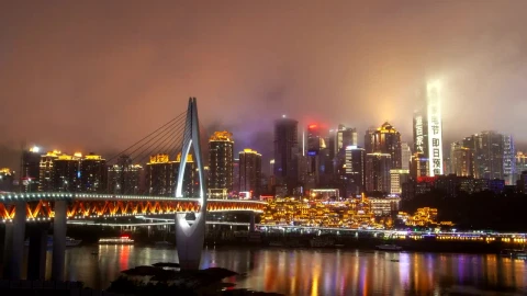 Stock Video Illuminated City And Skyscraper Flashing Lights Animated Wallpaper - Free Live Wallpaper