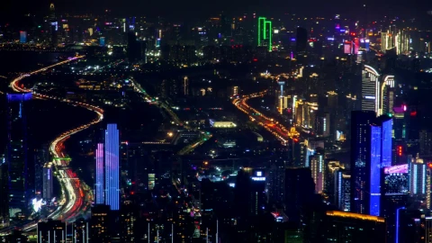Stock Video Illuminated Buildings In Shenzen At Night Animated Wallpaper - Free Live Wallpaper