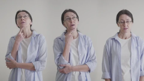 Stock Video Identical Women Thinking In Different Ways On White Background Animated Wallpaper - Free Live Wallpaper