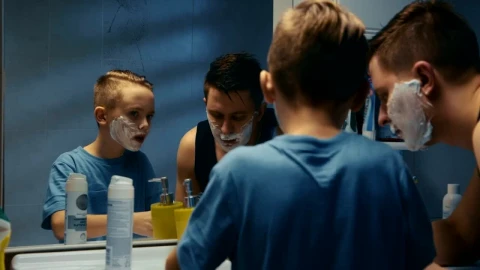 Stock Video I Father Teaching His Son How To Shave Animated Wallpaper - Free Live Wallpaper