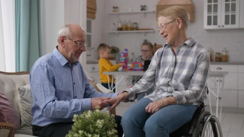 Stock Video Husband Caring For His Disabled Wife Animated Wallpaper - Free Live Wallpaper