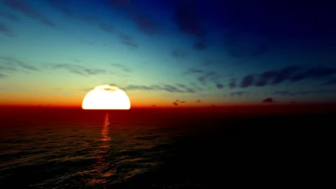 Stock Video Huge Sun In The Sea Skyline Animation Animated Wallpaper - Free Live Wallpaper