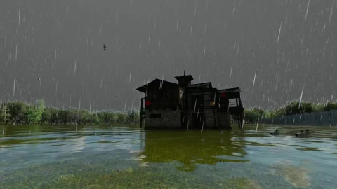 Stock Video House In The Middle Of A Lake On A Rainy Animated Wallpaper - Free Live Wallpaper