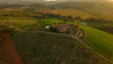 Stock Video House In The Countryside Seen From The Air Animated Wallpaper - Free Live Wallpaper