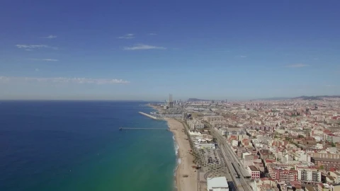 Stock Video Hotels Along The Coast In Barcelona Animated Wallpaper - Free Live Wallpaper